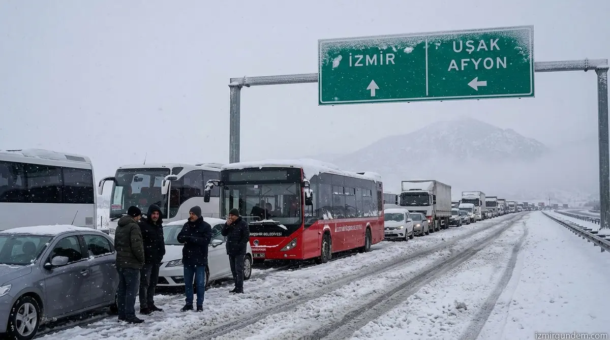 Afyon-Uşak-İzmir Yolunda Kar Esareti: Trafik Durdu