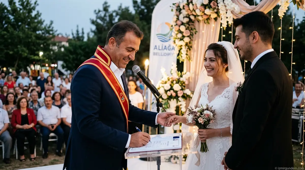 Aliağa Belediye Başkanı Serkan Acar Sahnede Nikah Kıydı