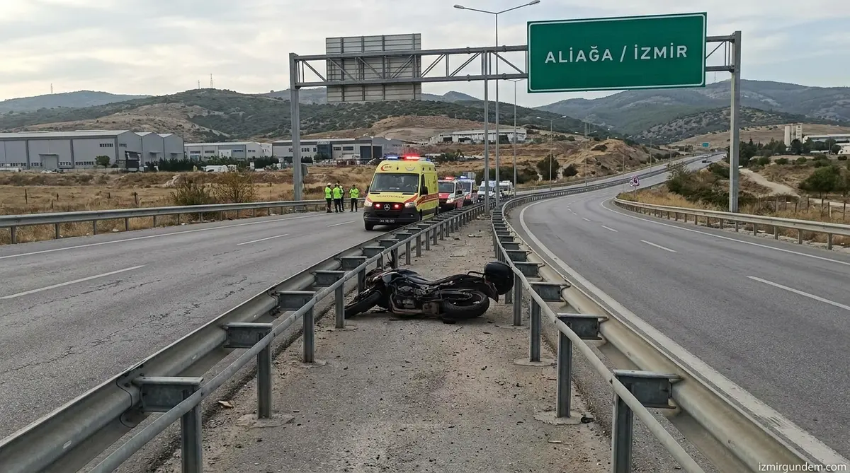 Aliağa'da motosiklet eğitmeni bariyerlere çarptı