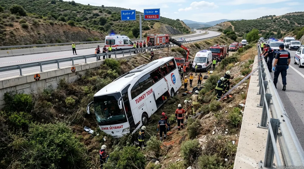 Aydın-İzmir Otoyolu'nda Tur Otobüsü Şarampole Uçtu: 1 Ölü