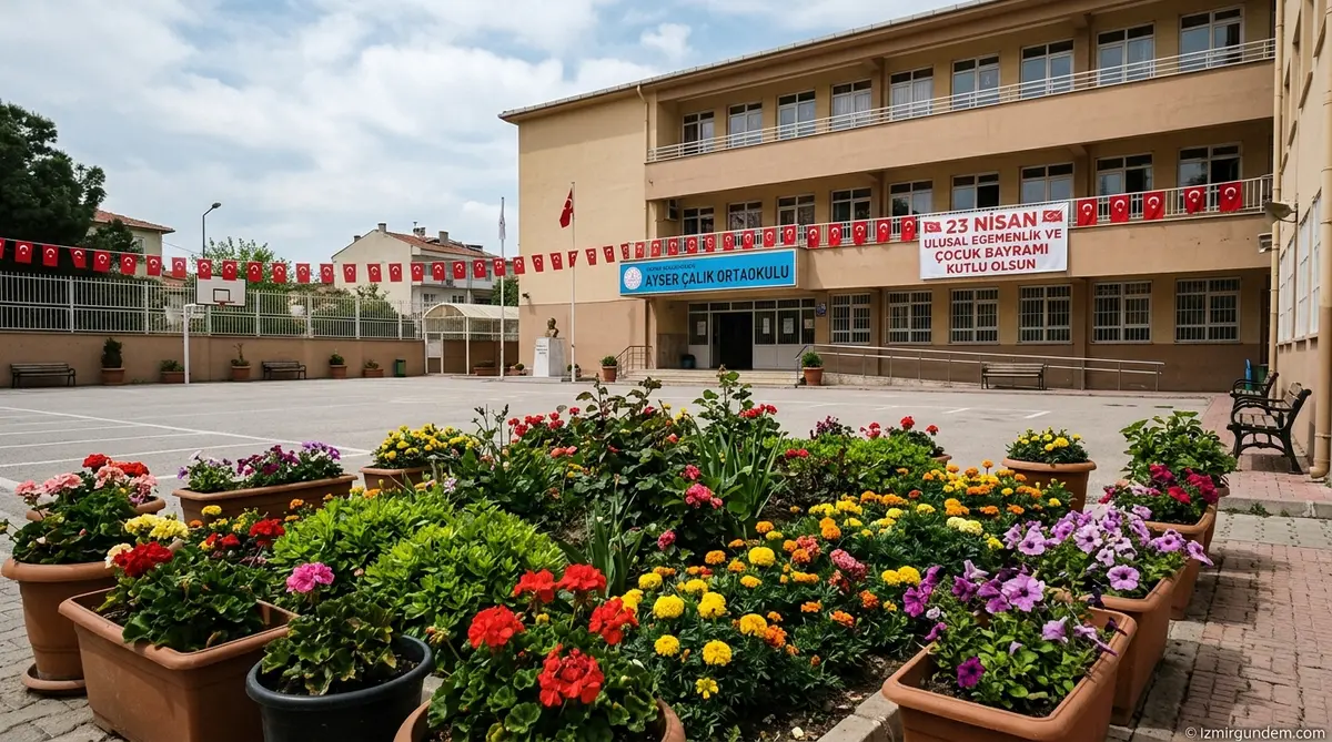 Ayser Çalık Ortaokulu'nda 23 Nisan Sessizliği: Bahçede Sadece Çiçekler Var