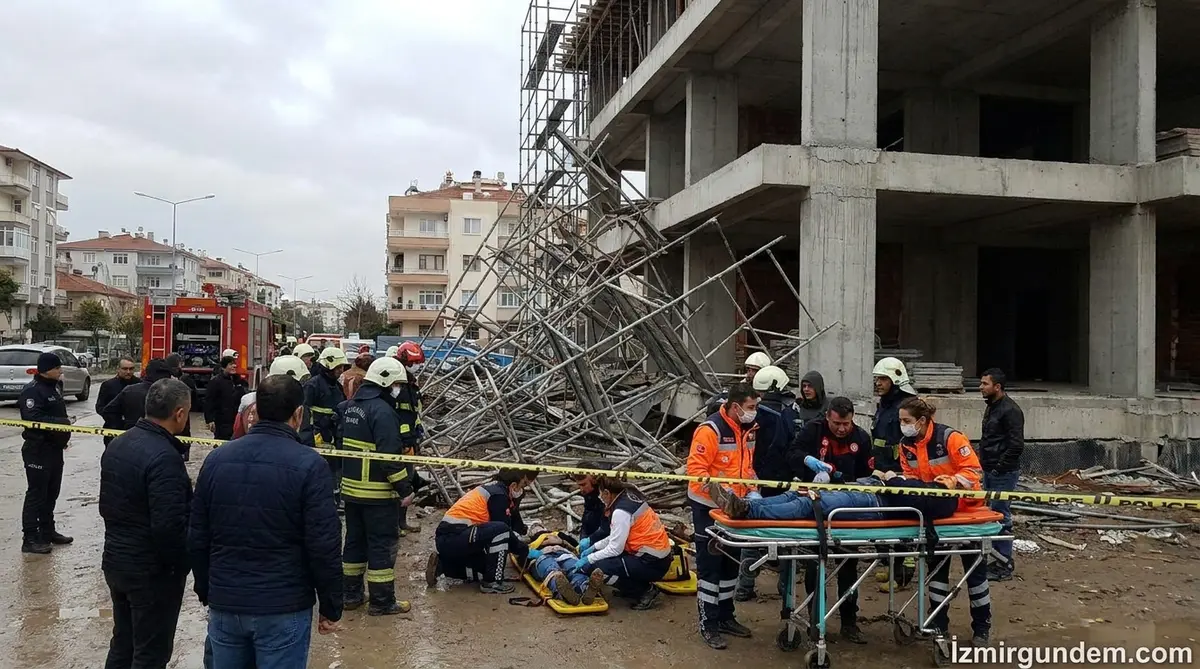 Balçova'da İskele Çöktü: 3 Kardeş İşçinin Yaralandığı Anlar