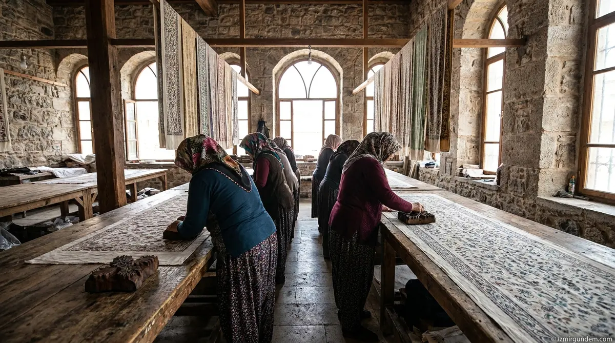 Basmane'de Gelenek Canlandı: Kadınlar Ahşap Kalıplarla Baskı Yaptı