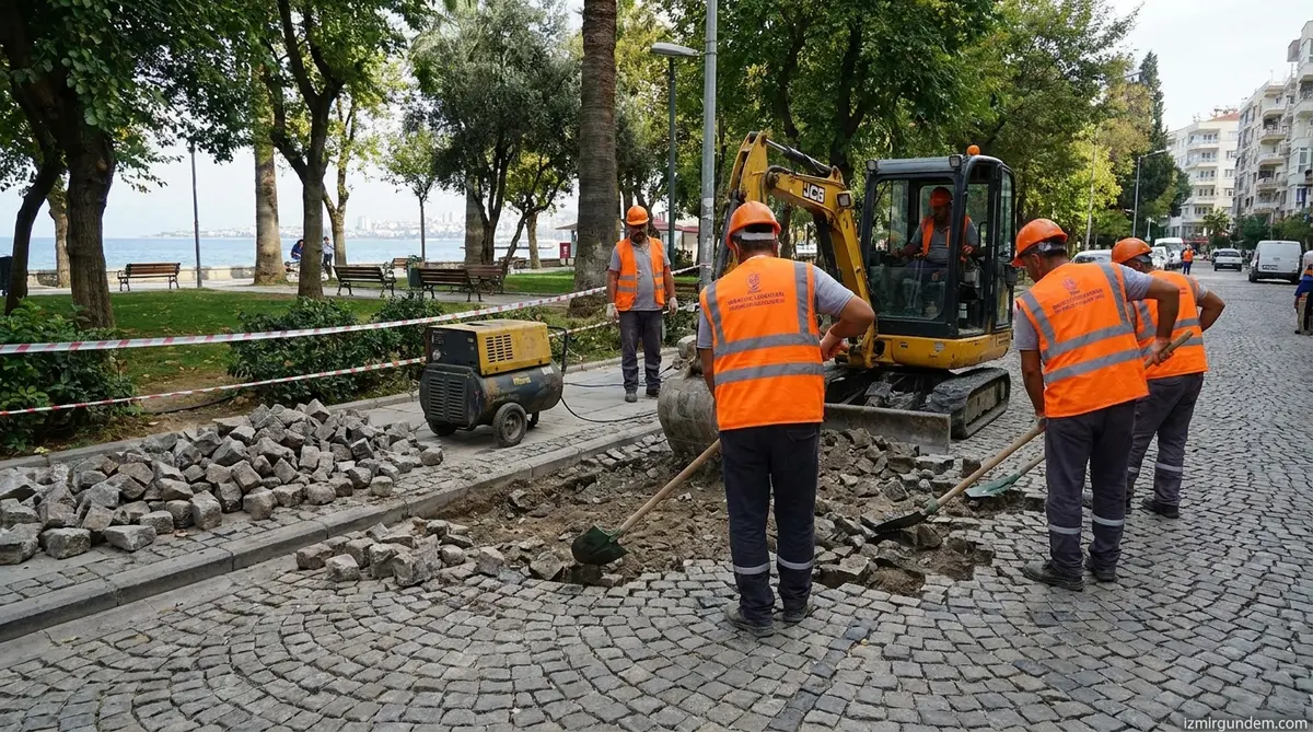 Bornova Barbaros Caddesi'nde Yol Mesaisi: Ekipler Harekete Geçti