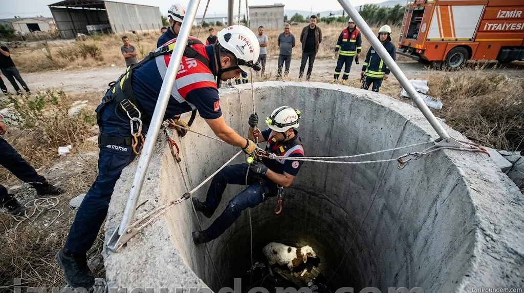 Bornova Işıkkent'te 20 Metrelik Kuyu Kabusu: Kuzuyu İzmir İtfaiyesi...