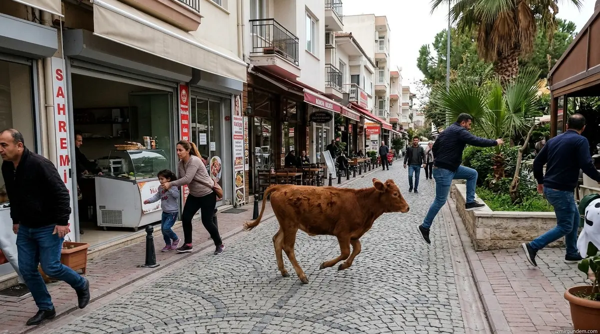 Bornova Küçükpark'ta Kaçan Dana Paniğe Yol Açtı