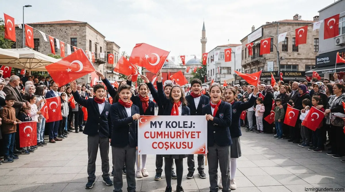 Bornova Meydanı’nda Cumhuriyet Coşkusu: MY Kolej’den Kutlama