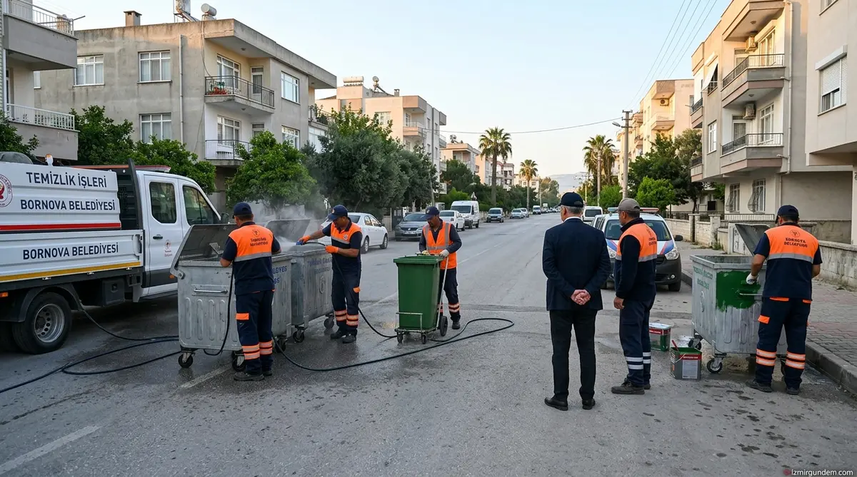 Bornova Rafetpaşa Mahallesinde Şafak Mesaisi: Konteynerler Yenileniyor