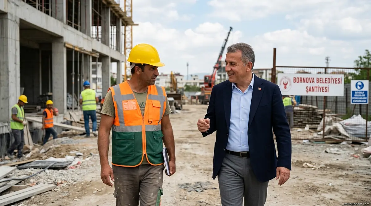 Bornova’da 1 Mayıs: Başkan Ömer Eşki Şantiyeleri Gezdi