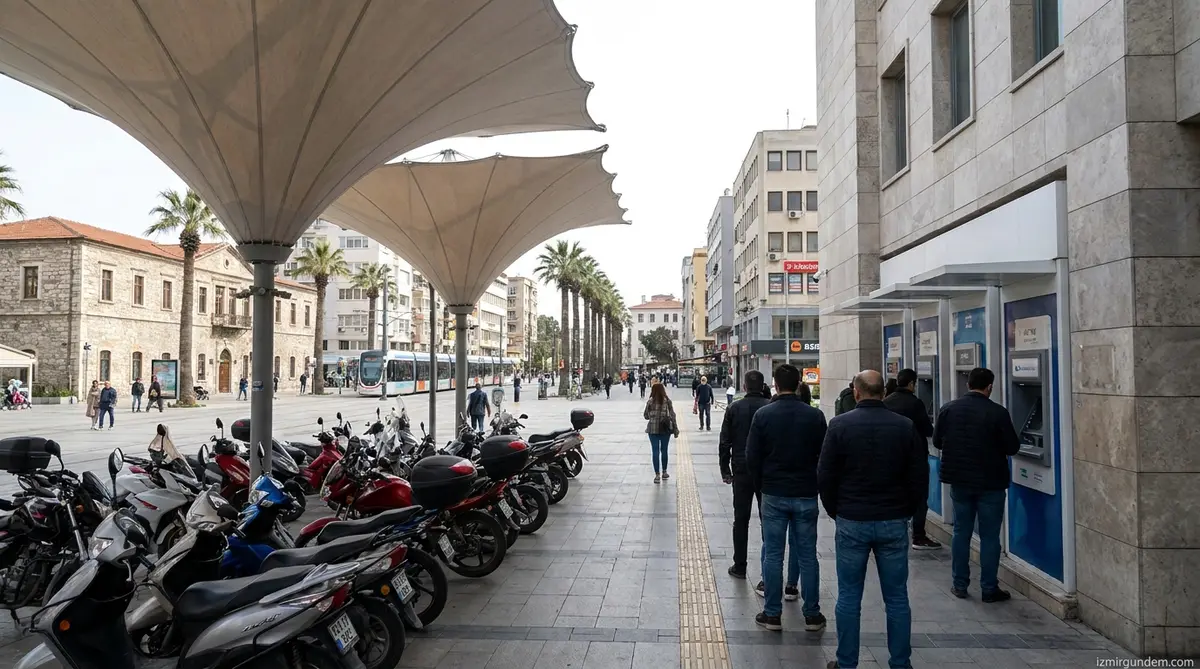 Bornova'da Kuryelere ve ATM Kuyruğuna Gölgelik Kalkanı
