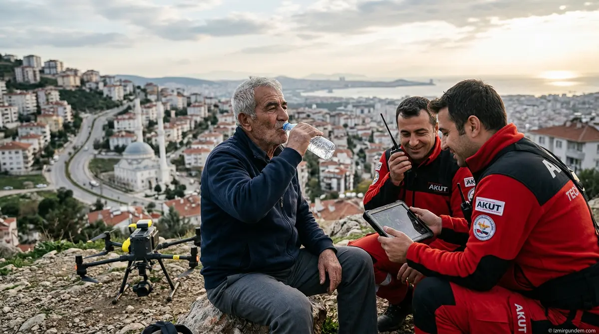 Buca Şahin Tepesi'nde Kaybolan Yaşlı Adam Dronla Bulundu
