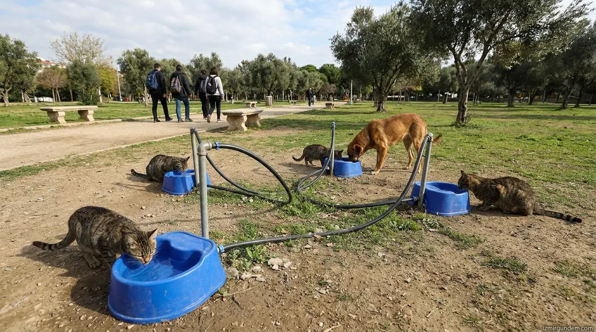 Buca'da Parklara Otomatik Su Kapları: Can Dostlara Kesintisiz Su