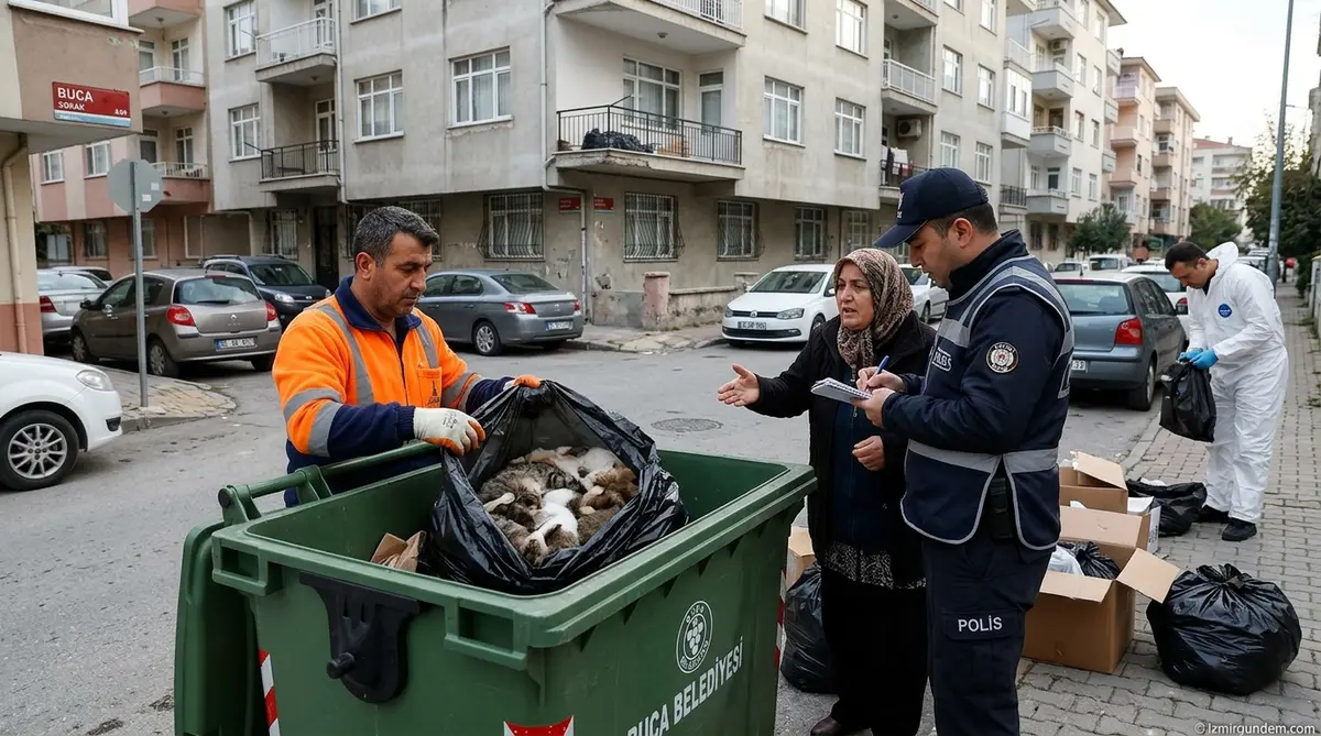 Buca'da Çöp Konteynerinde 26 Hayvan Ölüsü Bulundu