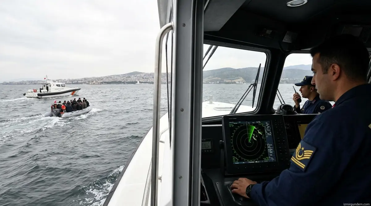 Dikili Açıklarında Radar Takibi: 14 Düzensiz Göçmen Yakalandı