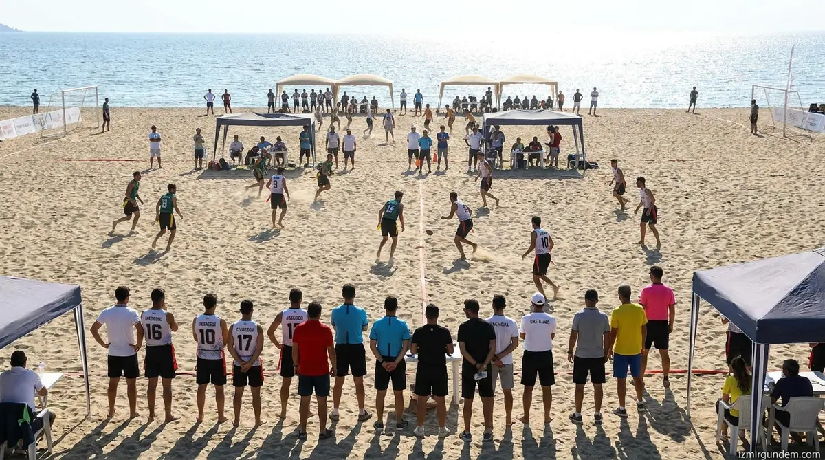 Efes Selçuk Pamucak Sahili'nde Beach Flag Rüzgarı Esti