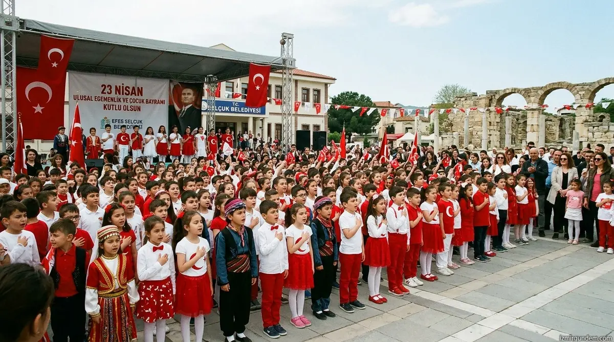Efes Selçuk'ta 23 Nisan Coşkusu: Çocuklar Andımız ile Meydanları Doldurdu