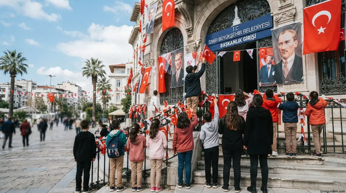 Efes Selçuk'ta 29 Ekim Sürprizi: Çocuklar Belediye Binasını Donattı