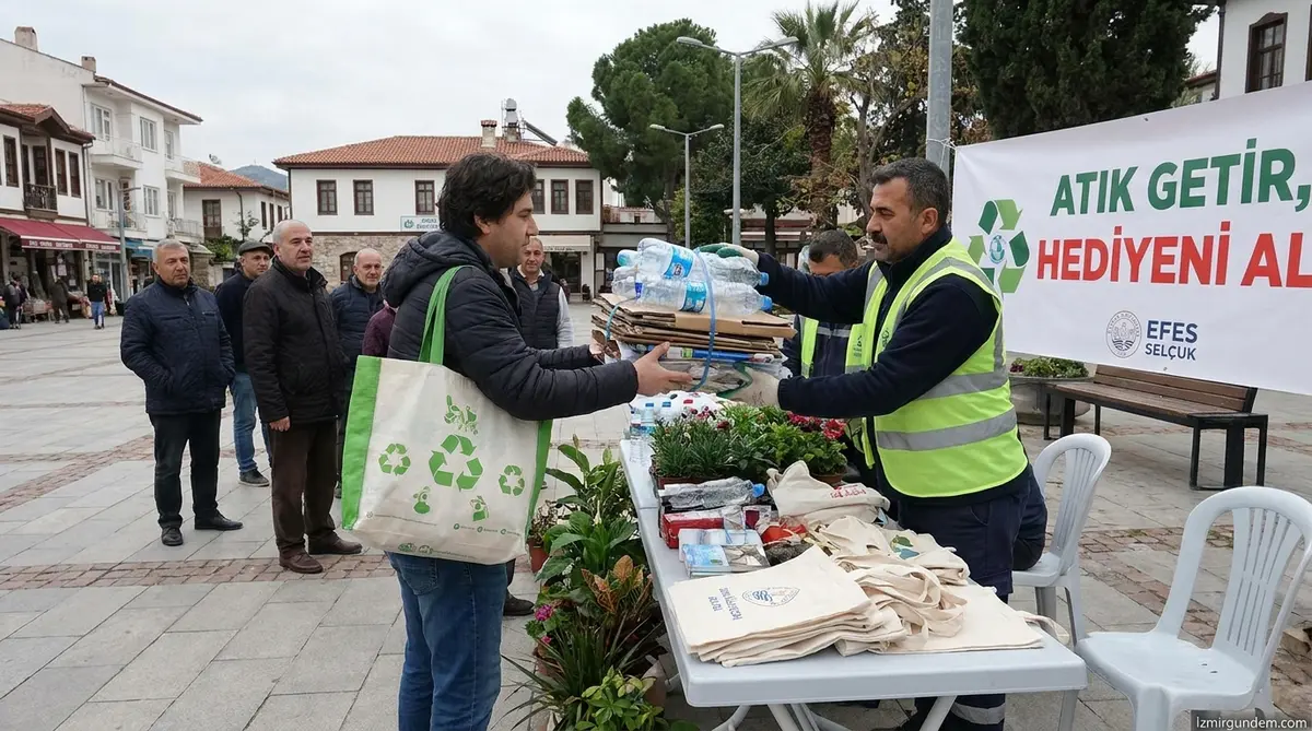 Efes Selçuk’ta Atığını Getiren Hediyesini Aldı