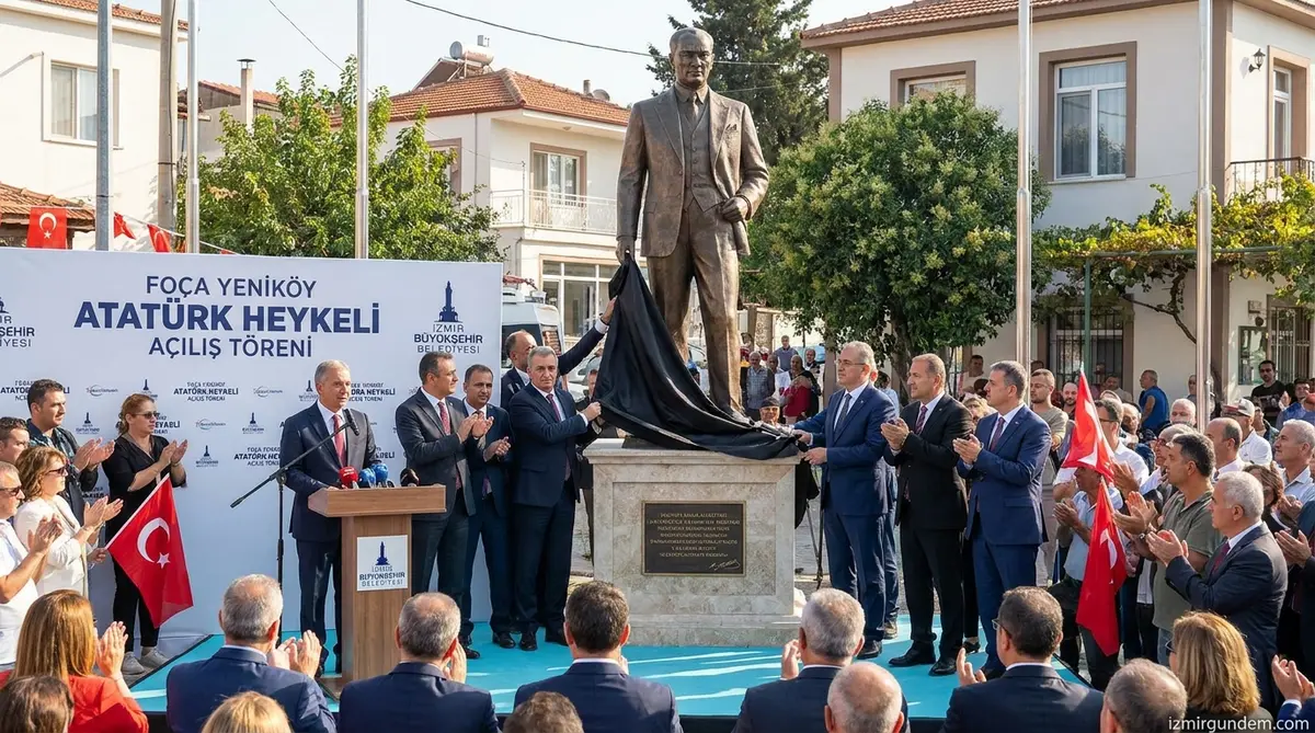 Foça Yeniköy'de Atatürk Heykeli Açıldı: Tugay'dan...