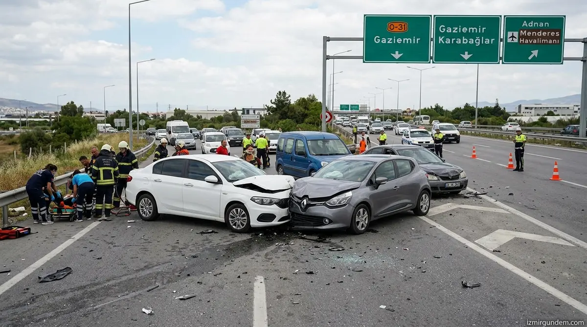 Gaziemir Otoyol Çıkışında Can Pazarı: 4 Araç Birbirine Girdi
