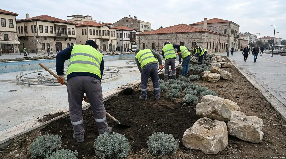 Gaziemir'de Kuraklık Önlemi: Süs Havuzları Yeşil Alana Dönüşüyor