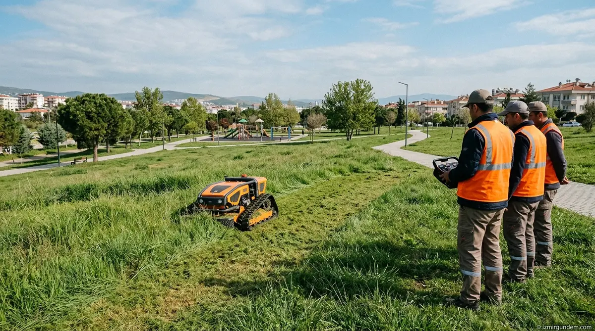 Gaziemir'de Ot Temizliğinde Uzaktan Kumandalı Robot...