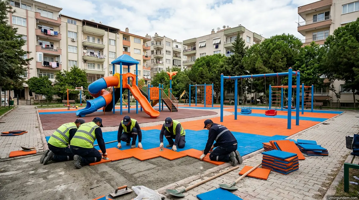 Gaziemir'de Üç Park Yenilendi: Oyun Alanlarına Kauçuk Zemin