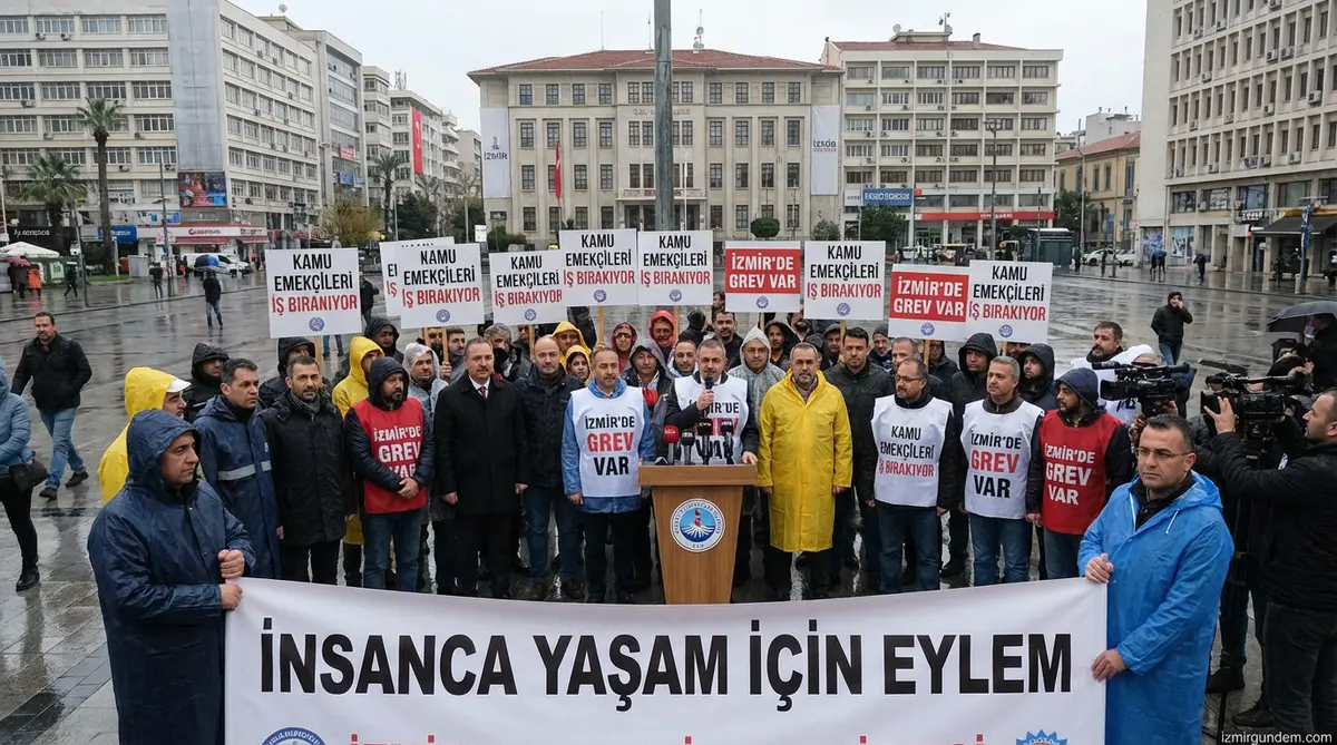 İzmir'de Kamu Emekçilerinden İş Bırakma Eylemi