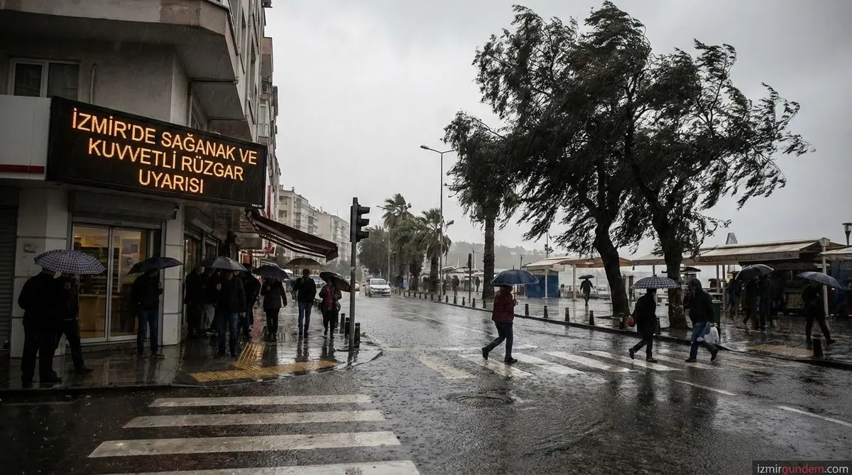 İzmir'de Sağanak ve Kuvvetli Rüzgar Uyarısı