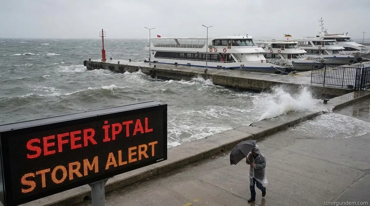 İzmir'de Fırtına Alarmı: Seferler İptal