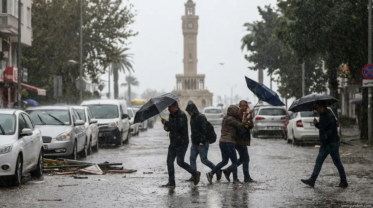 İzmir'de Sağanak Yağış ve Fırtına Hayatı Felç Etti