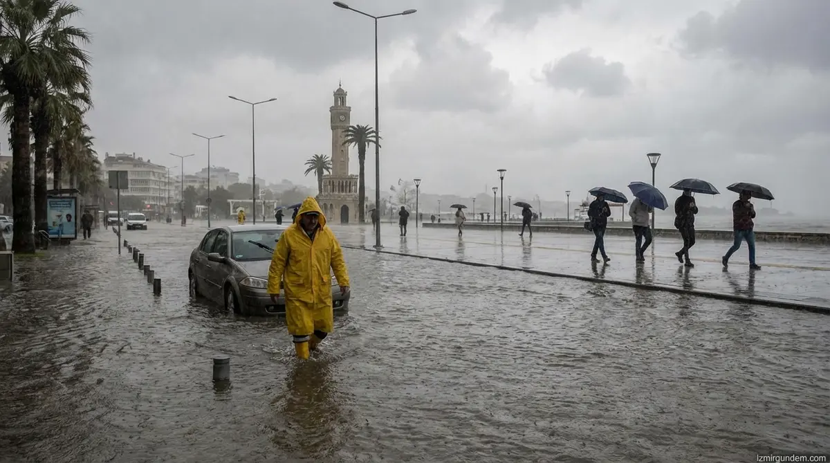 İzmir'de Fırtına ve Sağanak Hayatı Felç Etti