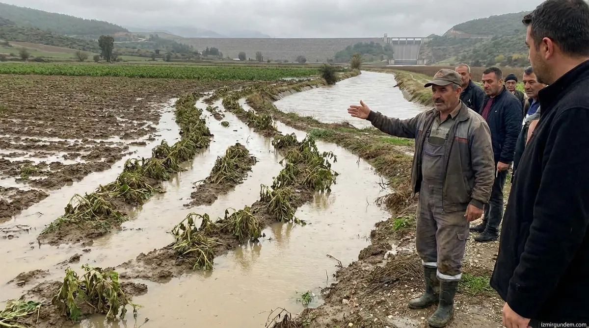 Ödemiş'te Baraj Suyu Tarlalara Zarar Verdi