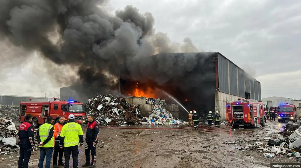 Torbalı'da Geri Dönüşüm Fabrikasında Yangın