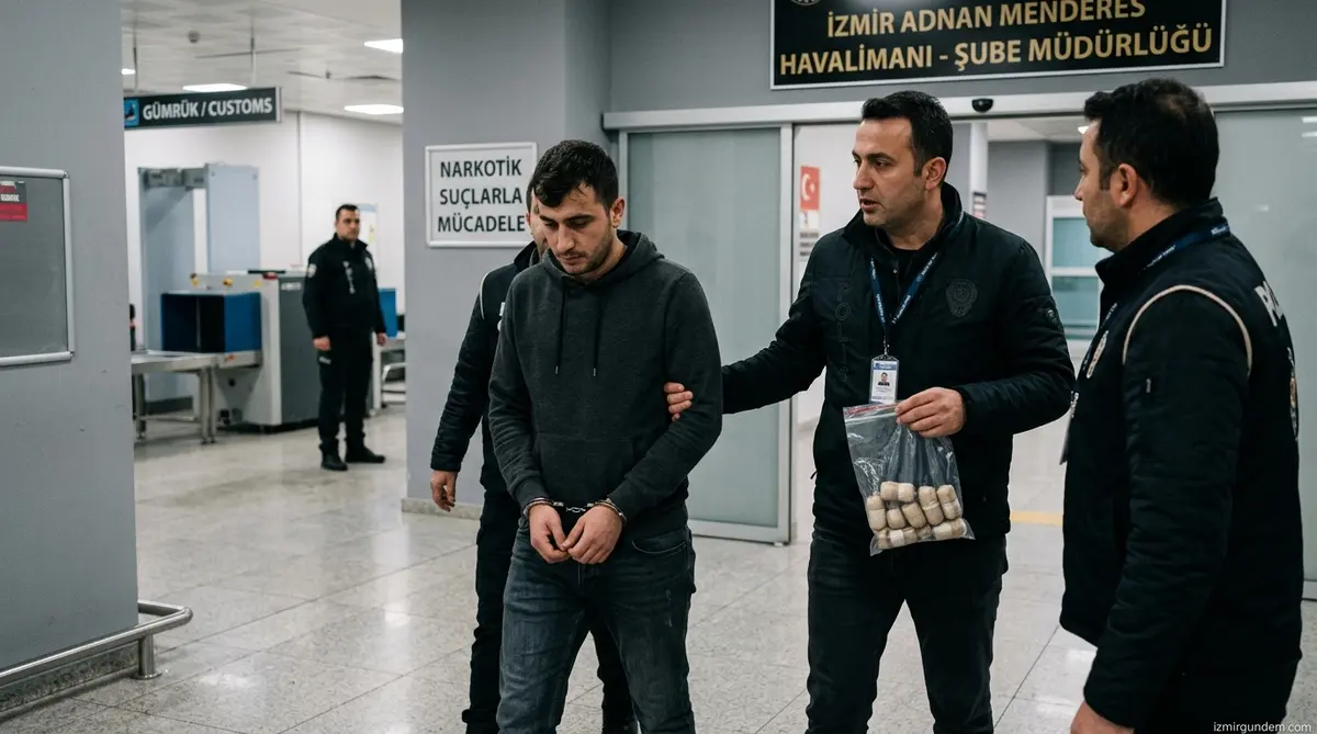 İzmir Adnan Menderes Havalimanı'nda Narkotik Operasyonu: Midelerinden 1...