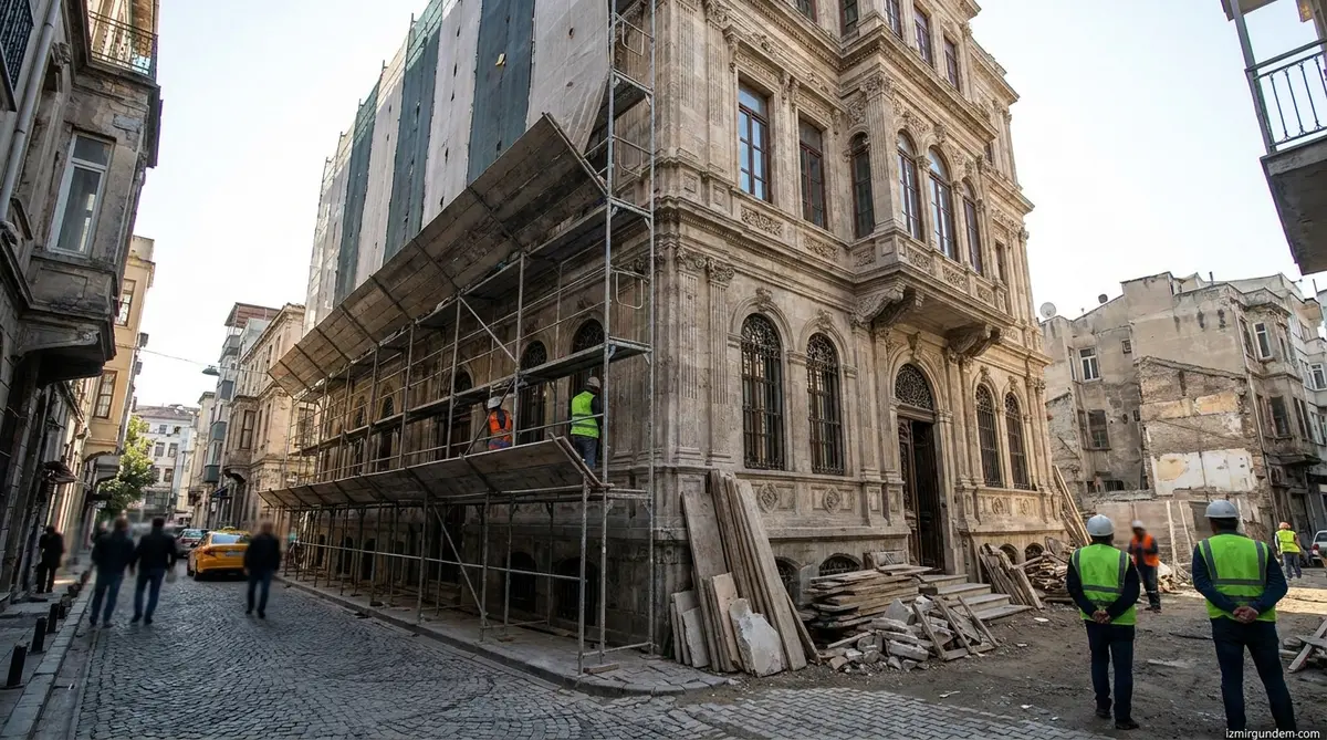 İzmir Basmane'deki Tarihi Cihan Palas Oteli Restore Ediliyor