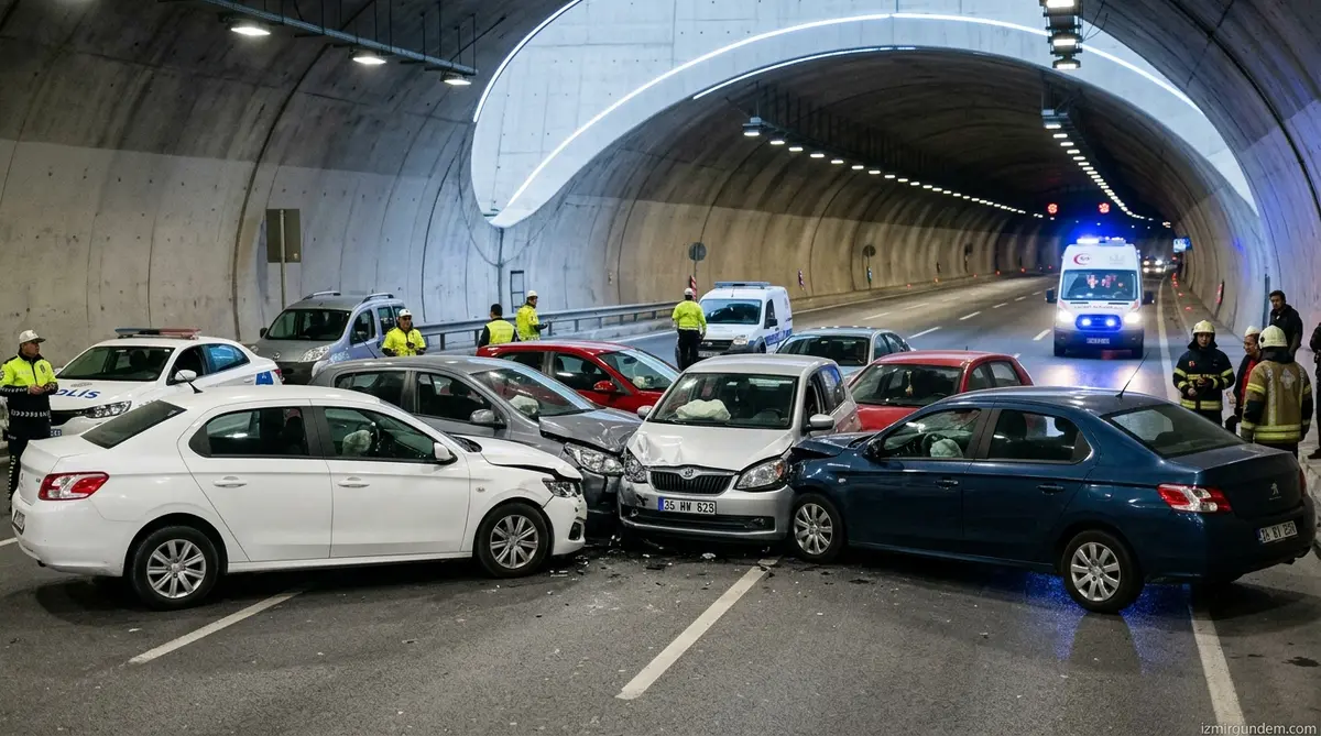 İzmir Bayraklı Tünelleri'nde Zincirleme Kaza: 7 Araç Birbirine Girdi