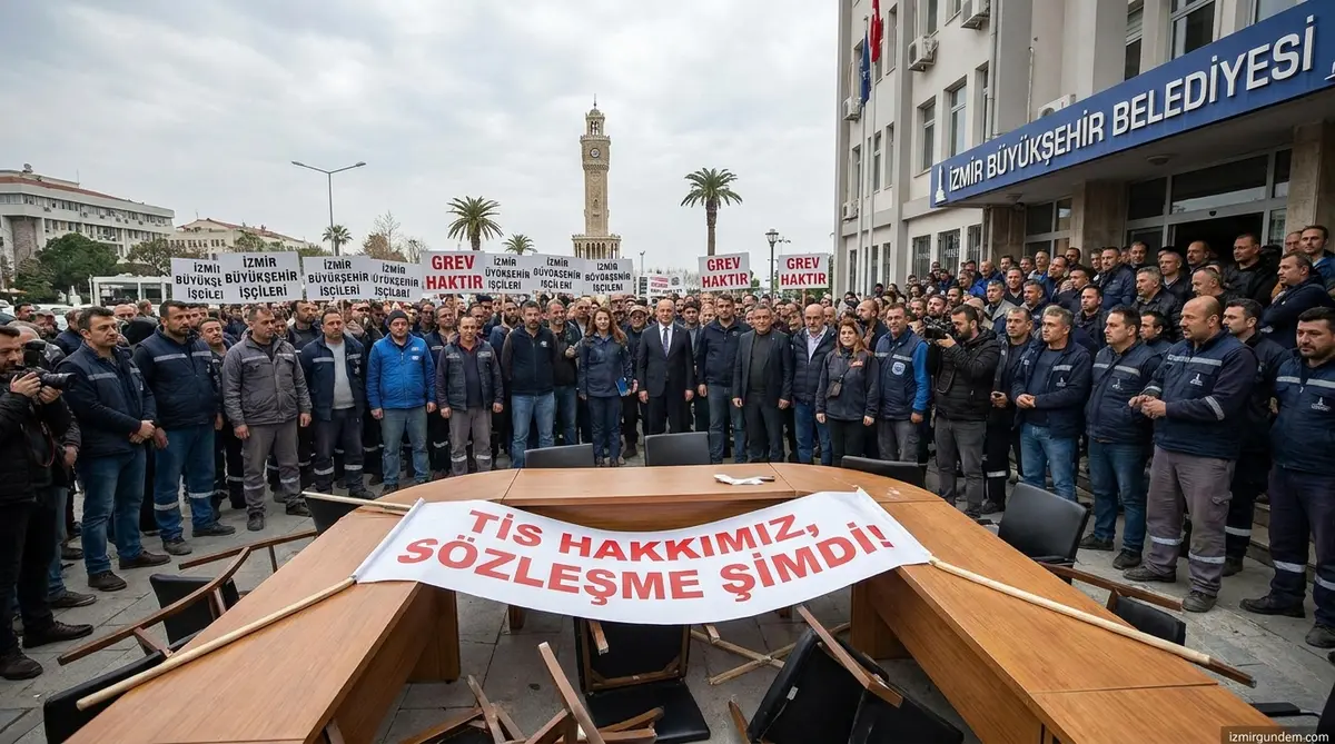 İzmir Büyükşehir'de TİS Masası Devrildi: İşçiler...