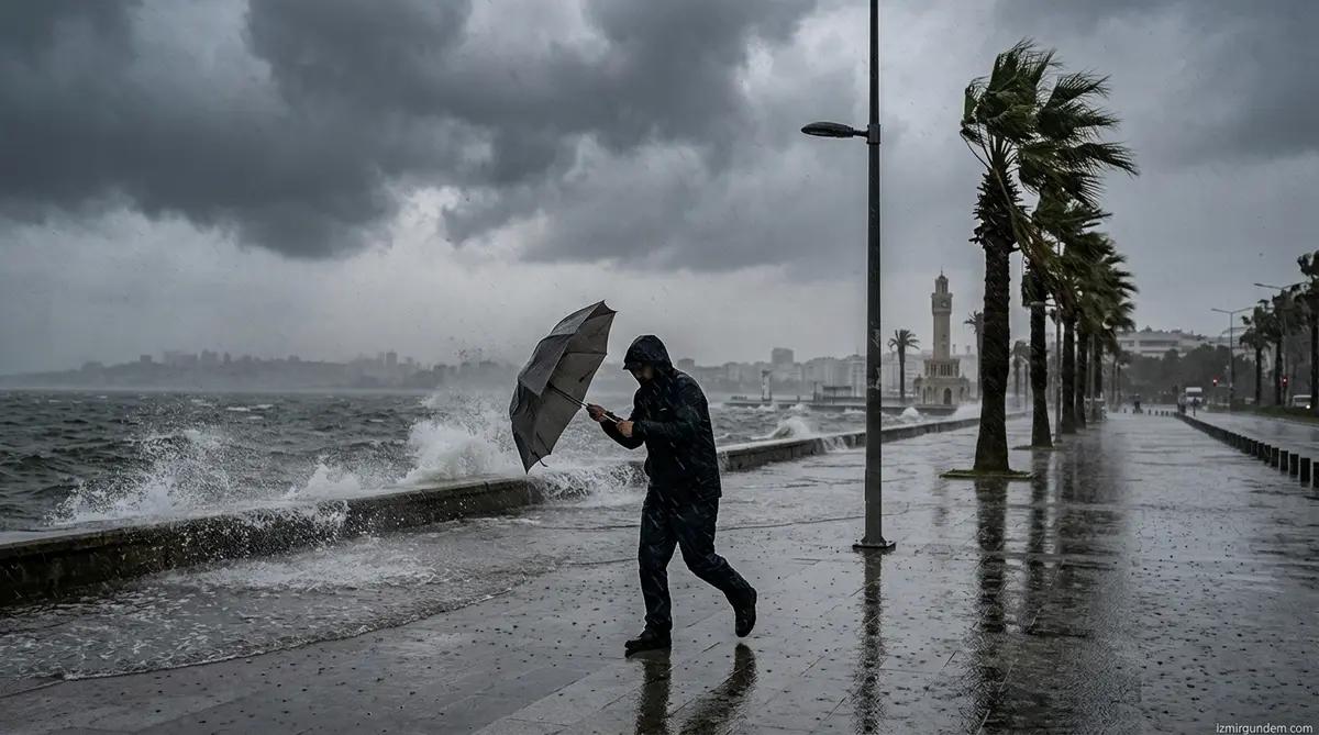 İzmir İçin Sarı Kodlu Uyarı: 100 Kilogram Yağış ve Fırtına Bekleniyor
