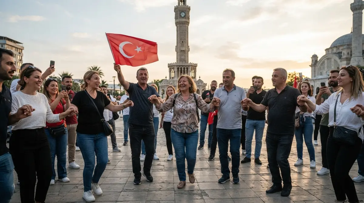 İzmir Konak'ta Sokakta Danslı Kutlama: Netanyahu İddiası