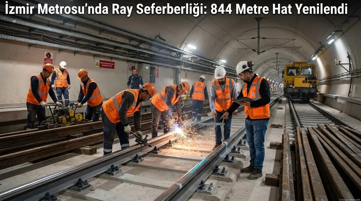 İzmir Metrosu'nda Ray Seferberliği: 844 Metre Hat Yenilendi