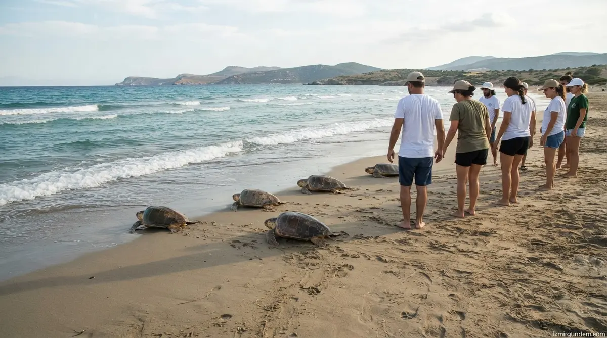 İzmir'de 4 Caretta Caretta Pamucak Plajı'ndan Denize Salındı