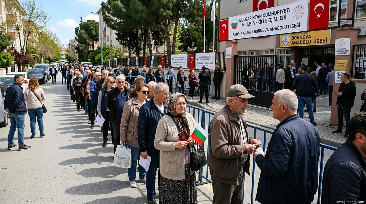 İzmir'de Bulgaristan Seçimi İçin Sandık Kuruldu: Bornova'da Uzun Kuyruk