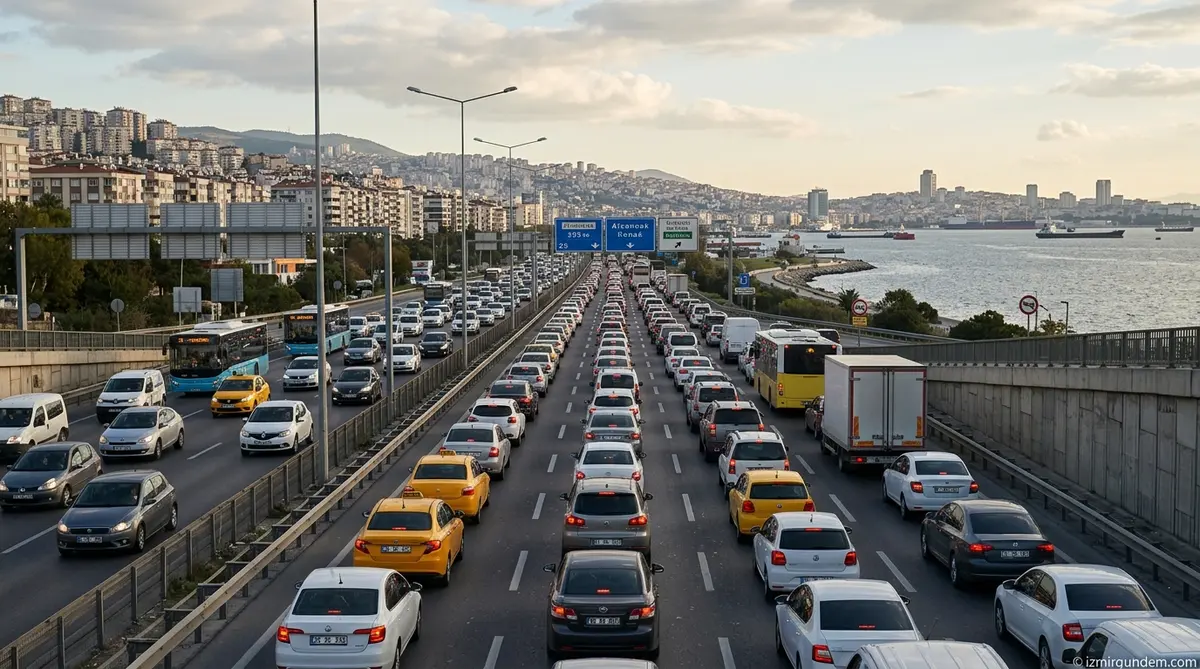 İzmir'de Cuma Mesaisi: Ana Arterlerde Trafik Kilitlendi