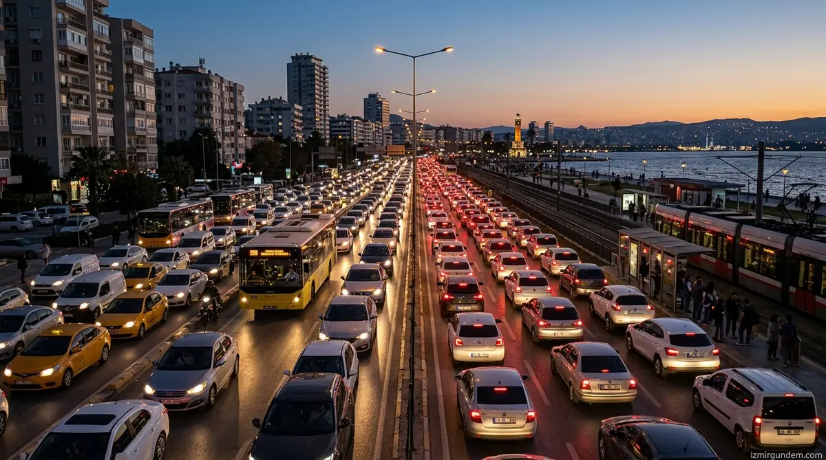 İzmir'de Cuma Mesaisi Sonrası Trafik Kilitlendi