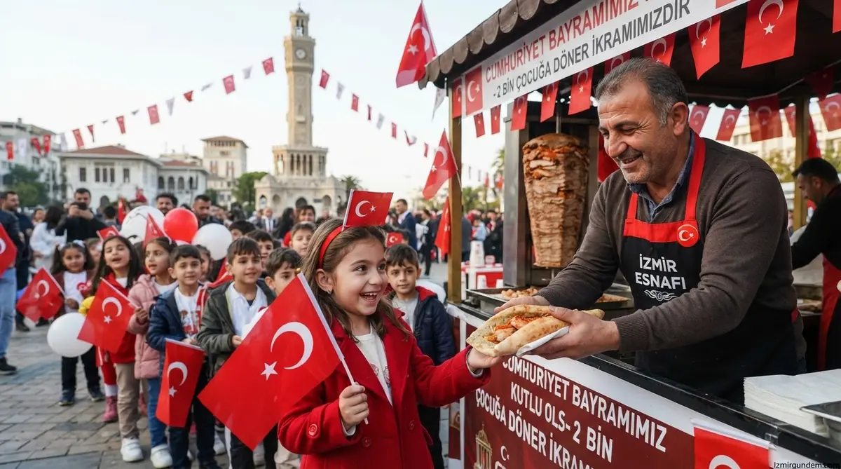 İzmir'de Esnaf Cumhuriyet Bayramı'nda 2 Bin Çocuğa Döner Dağıttı