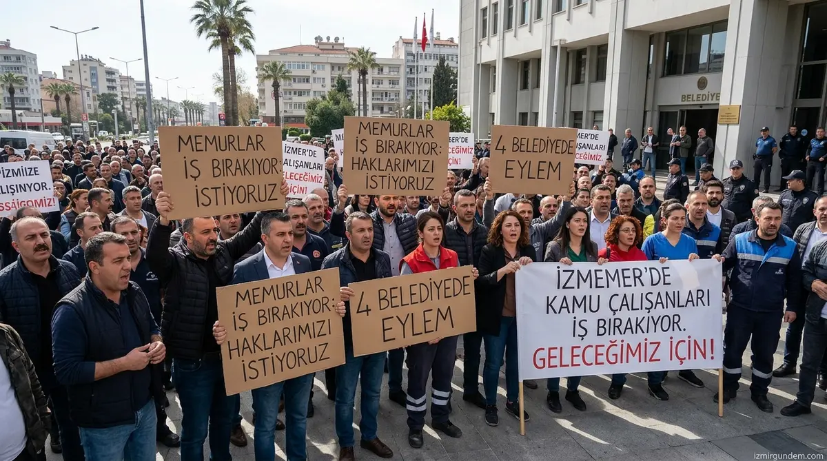 İzmir'de Memurlar İş Bırakıyor: 4 Belediyede Eylem