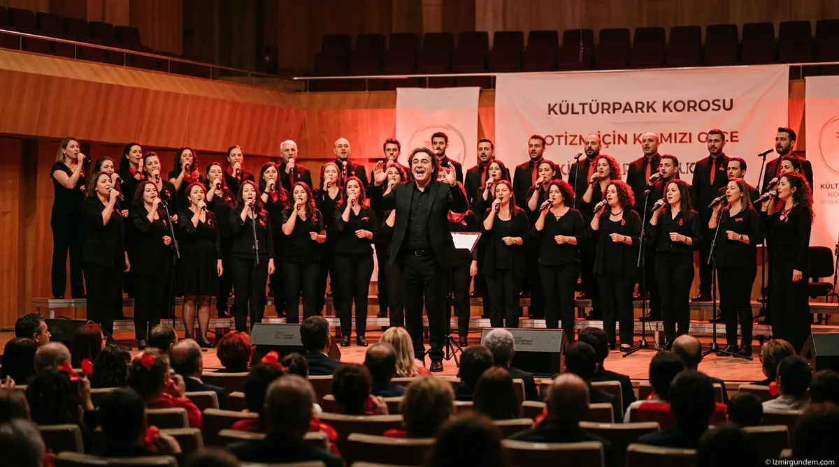 İzmir'de Otizm İçin Kırmızı Gece: Kültürpark Korosu Sahne Aldı