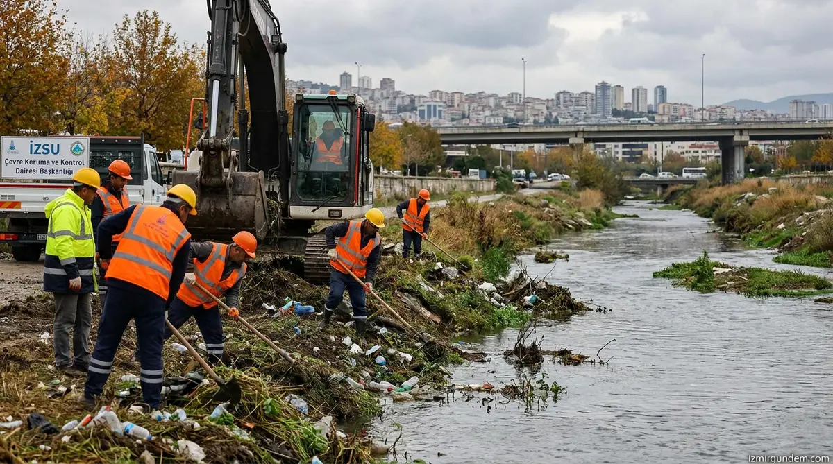 İZSU Meles Deresi'nde Temizlik Mesaisine Başladı