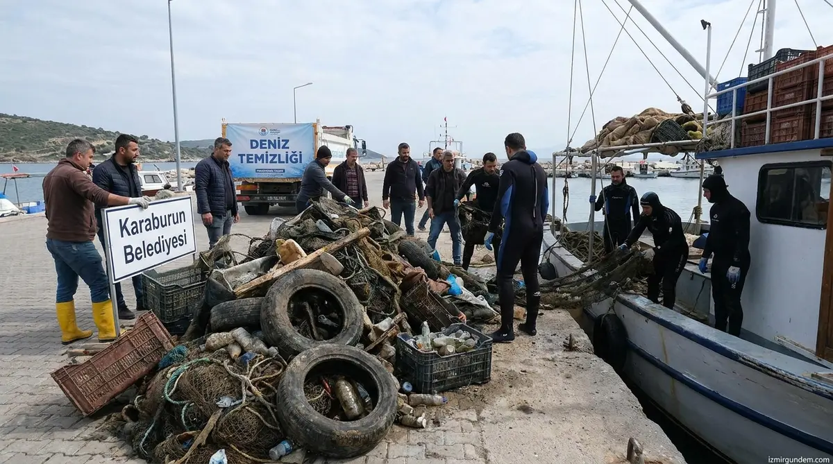 Karaburun Mordoğan’da Denizden 750 Kilo Atık Çıktı